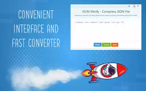 JSON Minify Compress JSON File from Chrome web store to be run with OffiDocs Chromium online JSON Minify Compress JSON File from Chrome web store to be run with OffiDocs Chromium online