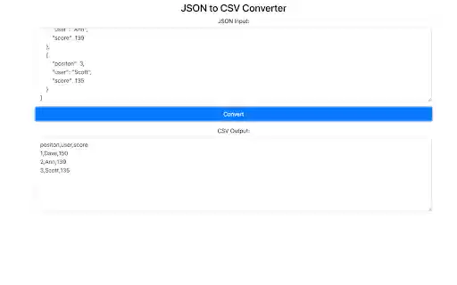 JSON To CSV Converter from Chrome web store to be run with OffiDocs Chromium online JSON To CSV Converter from Chrome web store to be run with OffiDocs Chromium online