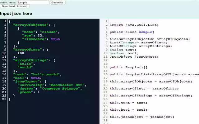JSON to Java object from Chrome web store to be run with OffiDocs Chromium online JSON to Java object from Chrome web store to be run with OffiDocs Chromium online