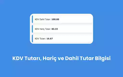 KDV Hesaplayıcı from Chrome web store to be run with OffiDocs Chromium online KDV Hesaplayıcı from Chrome web store to be run with OffiDocs Chromium online