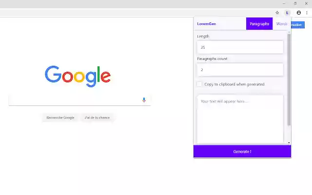 LoremGen from Chrome web store to be run with OffiDocs Chromium online LoremGen from Chrome web store to be run with OffiDocs Chromium online