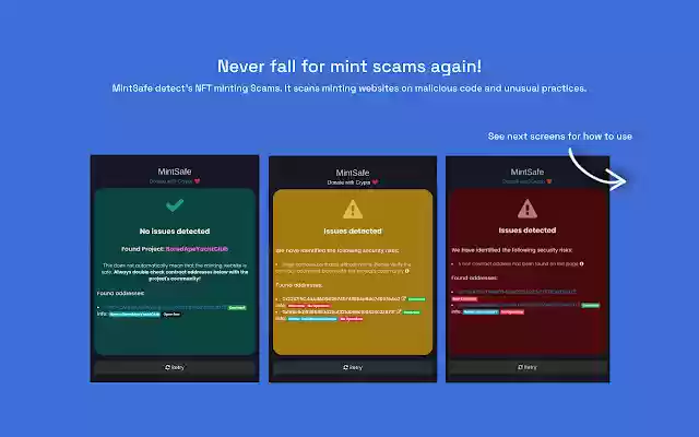 MintSafe NFT Mint Scam Detection from Chrome web store to be run with OffiDocs Chromium online MintSafe NFT Mint Scam Detection from Chrome web store to be run with OffiDocs Chromium online