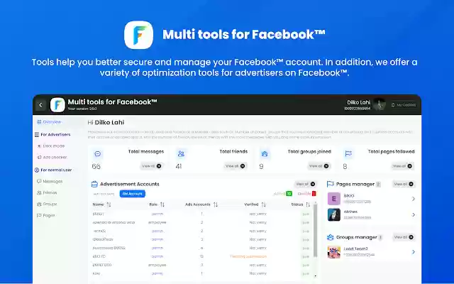 Multi tools for Facebook™ from Chrome web store to be run with OffiDocs Chromium online Multi tools for Facebook™ from Chrome web store to be run with OffiDocs Chromium online