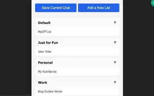 MyGPTList from Chrome web store to be run with OffiDocs Chromium online MyGPTList from Chrome web store to be run with OffiDocs Chromium online
