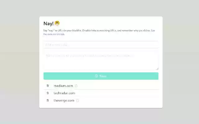 Nay! from Chrome web store to be run with OffiDocs Chromium online Nay! from Chrome web store to be run with OffiDocs Chromium online