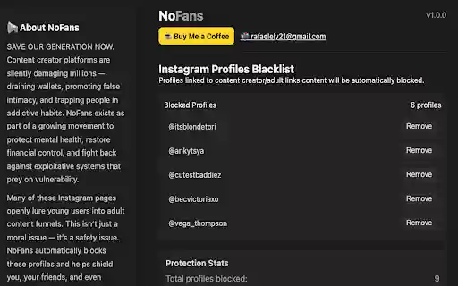 NoFans — Block OnlyFans Content from Chrome web store to be run with OffiDocs Chromium online NoFans — Block OnlyFans Content from Chrome web store to be run with OffiDocs Chromium online