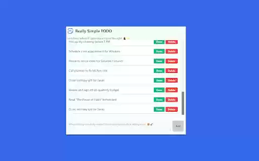 Really Simple TODO from Chrome web store to be run with OffiDocs Chromium online Really Simple TODO from Chrome web store to be run with OffiDocs Chromium online