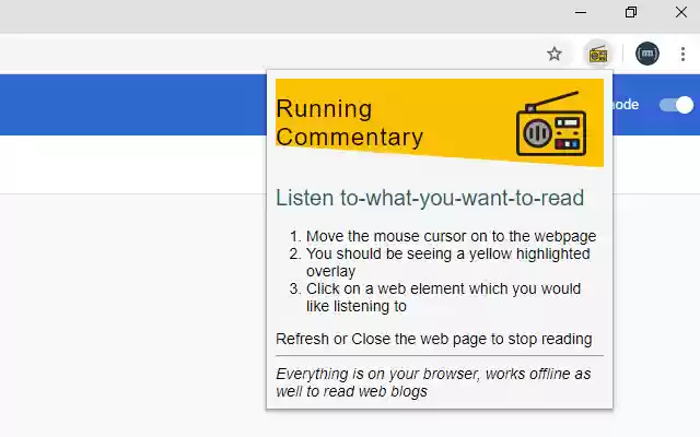 Running Commentary from Chrome web store to be run with OffiDocs Chromium online Running Commentary from Chrome web store to be run with OffiDocs Chromium online