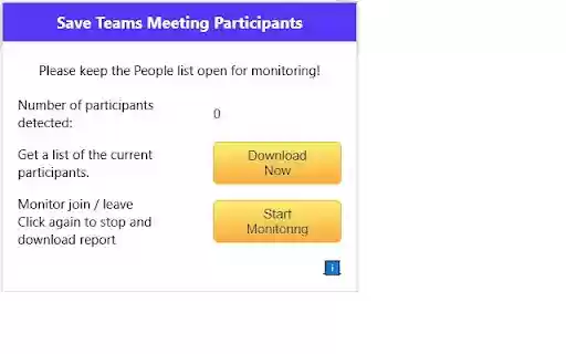 Save Teams Meeting Participants from Chrome web store to be run with OffiDocs Chromium online Save Teams Meeting Participants from Chrome web store to be run with OffiDocs Chromium online