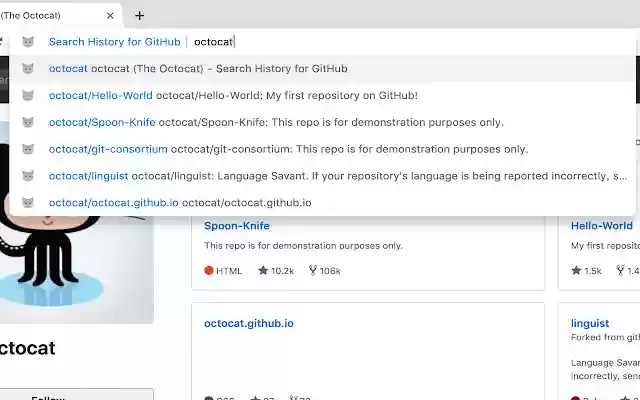 Search History for GitHub from Chrome web store to be run with OffiDocs Chromium online Search History for GitHub from Chrome web store to be run with OffiDocs Chromium online