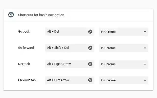 Shortcuts for basic navigation from Chrome web store to be run with OffiDocs Chromium online Shortcuts for basic navigation from Chrome web store to be run with OffiDocs Chromium online