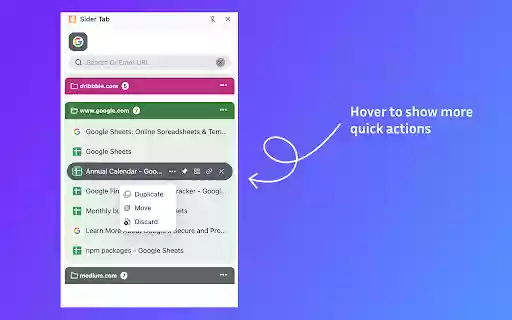 Sider Tab Efficient Sidebar Tab Management Tool from Chrome web store to be run with OffiDocs Chromium online Sider Tab Efficient Sidebar Tab Management Tool from Chrome web store to be run with OffiDocs Chromium online