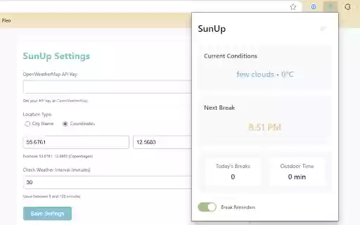 SunUp from Chrome web store to be run with OffiDocs Chromium online SunUp from Chrome web store to be run with OffiDocs Chromium online