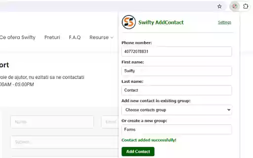 Swifty AddContact from Chrome web store to be run with OffiDocs Chromium online Swifty AddContact from Chrome web store to be run with OffiDocs Chromium online