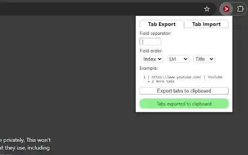 Tab Export from Chrome web store to be run with OffiDocs Chromium online Tab Export from Chrome web store to be run with OffiDocs Chromium online