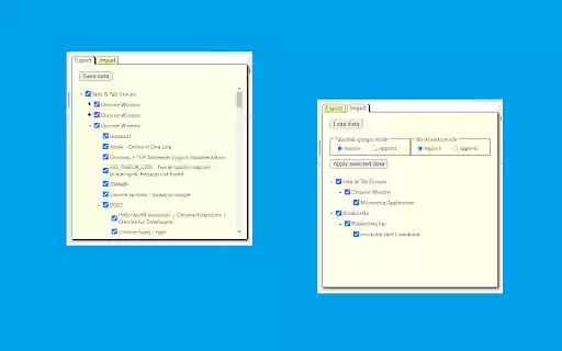 Tab Groups/Bookmarks Export/Import from Chrome web store to be run with OffiDocs Chromium online Tab Groups/Bookmarks Export/Import from Chrome web store to be run with OffiDocs Chromium online