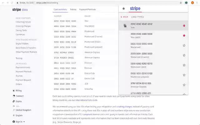 Test Payment Cards Extension from Chrome web store to be run with OffiDocs Chromium online Test Payment Cards Extension from Chrome web store to be run with OffiDocs Chromium online