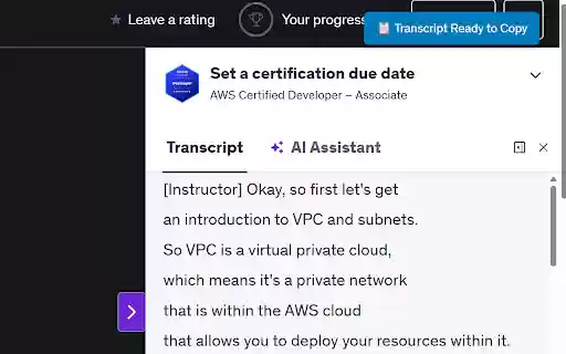 Udemy Transcript Copier from Chrome web store to be run with OffiDocs Chromium online Udemy Transcript Copier from Chrome web store to be run with OffiDocs Chromium online