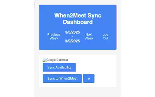 When2Meet Sync from Chrome web store to be run with OffiDocs Chromium online When2Meet Sync from Chrome web store to be run with OffiDocs Chromium online